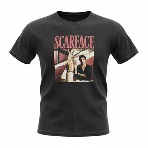 Scarface Al Pacino Tony Montana Men's Black Graphic T Shirt Large Short Sleeve